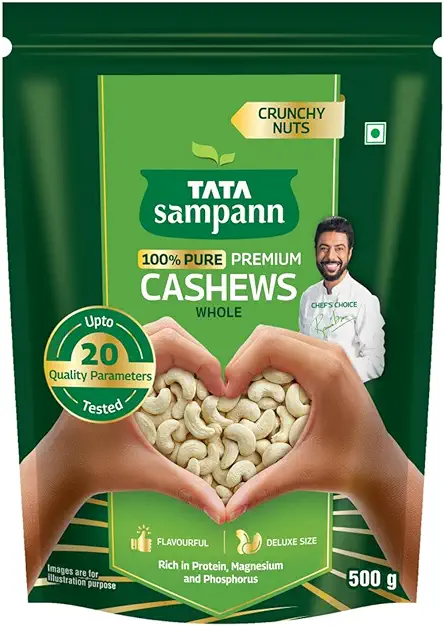 Tata Sampann Pure Cashews Whole/Kaju, 1KG